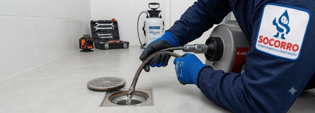 Profissional realizando Desentupimento de Ralos em Pomerode